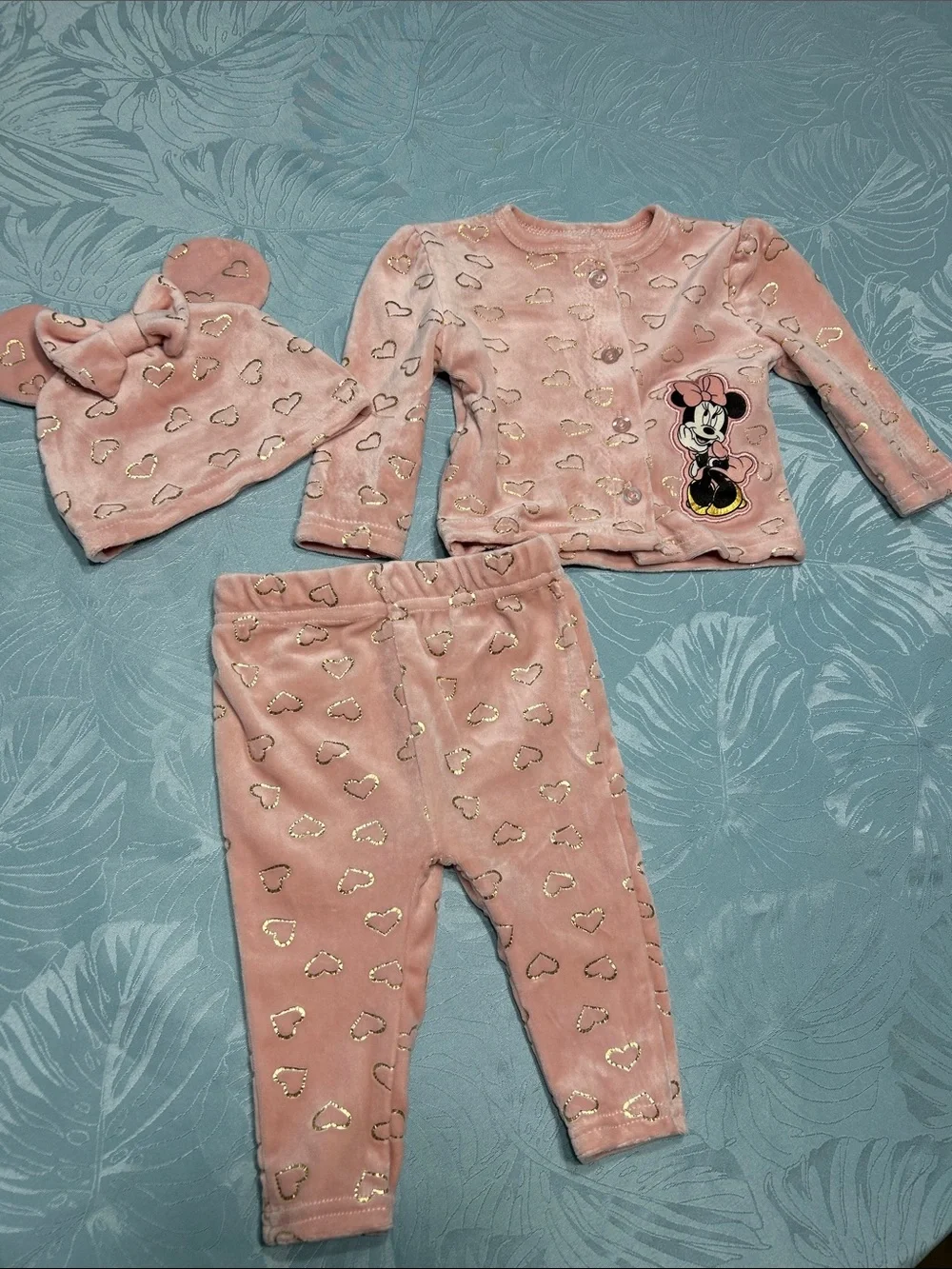 Disney Pink Minnie Mouse 3-Piece Plush Pajama Set